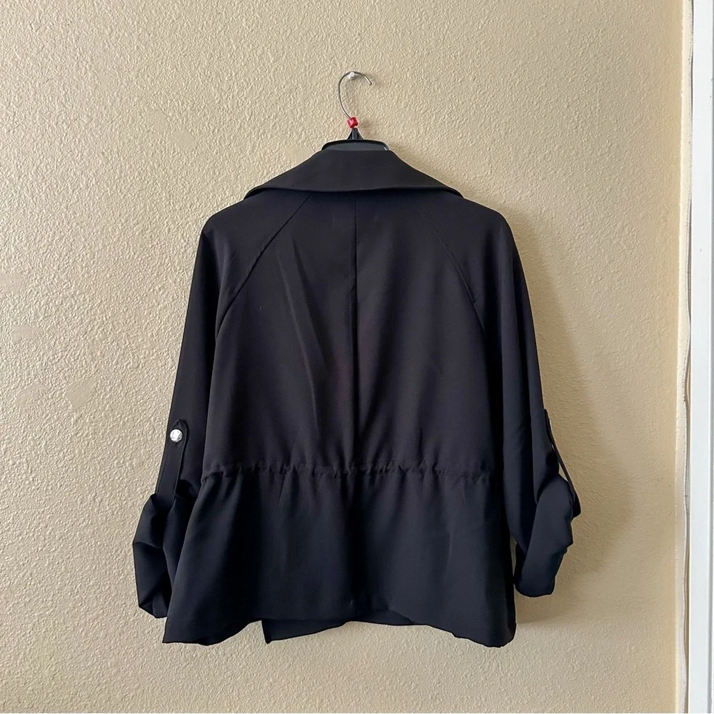 Like new! RACHEL Rachel Roy Cropped Black Trench Jacket - Picture 2 of 5